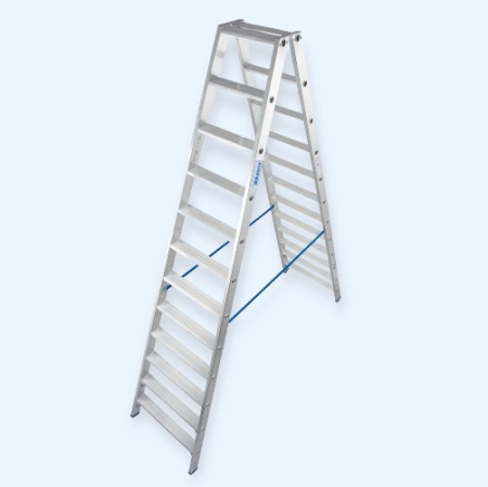 Двусторонняя алюминиевая стремянка со ступенями Krause Stabilo 2х12 (124784)